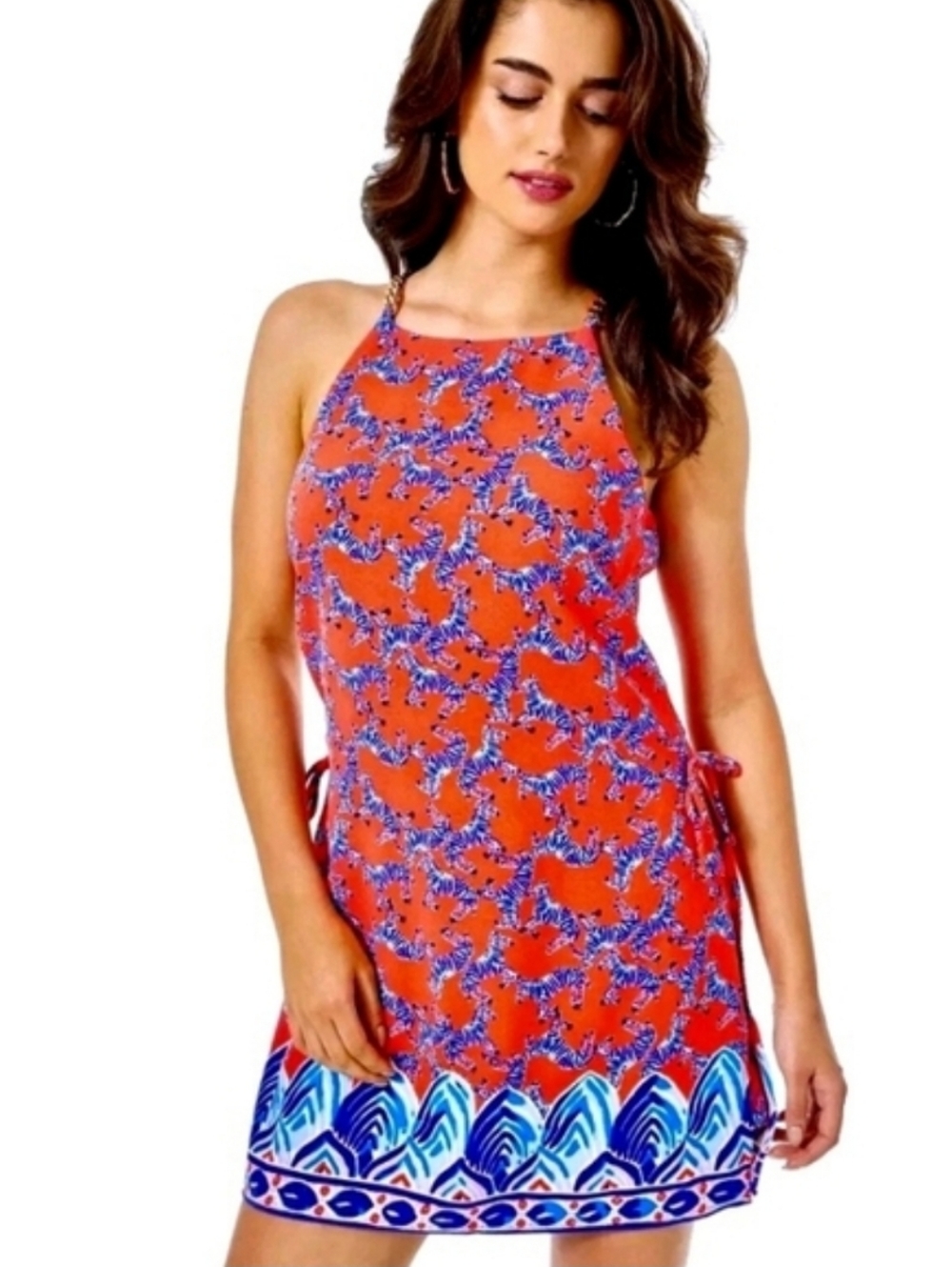 Lilly Pulitzer Pearl Romper Picante Coral Heebee Zeebees Size 8 Like New - Picture 6 of 16